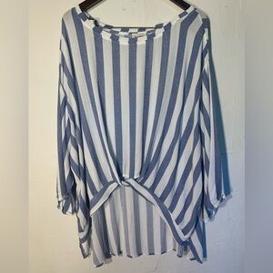 Hayden Los Angeles Blue and White Striped 3X Top